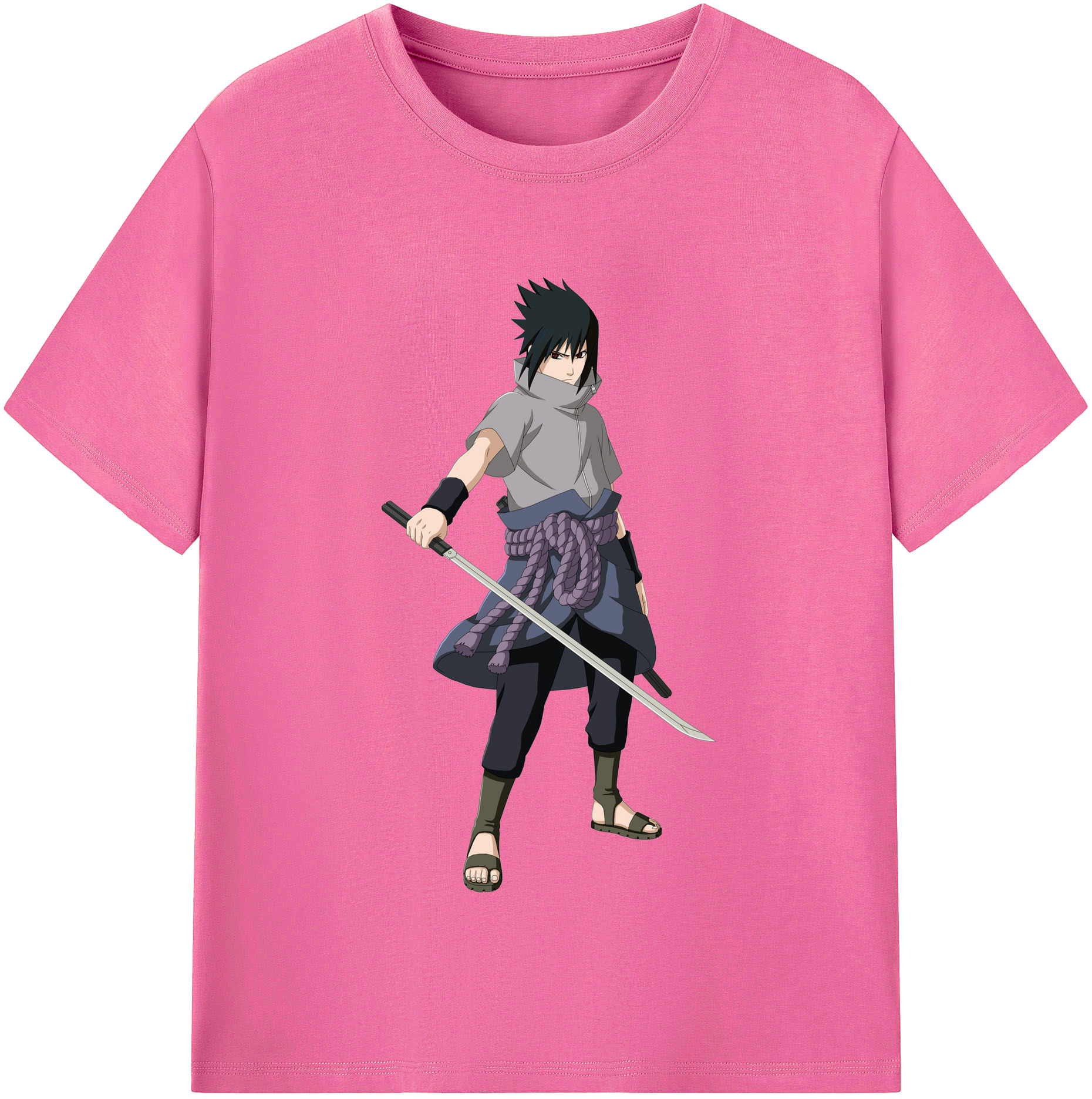 （画像用） NARUTO -ナルト- うちは サスケ Uchiha Sasuke レディースカジュアルプリントTシャツ（綿100％）